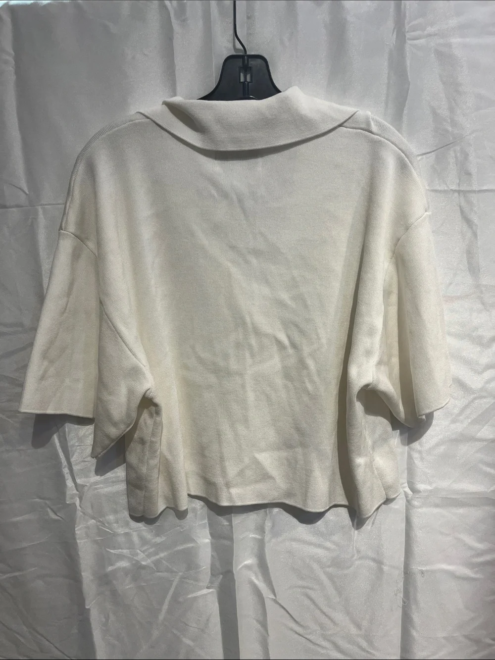 KBB by KAHLANA Women’s Short Sleeve Boxy ‘The Cropped Polo Sweater’ WHITE - Picture 7 of 9